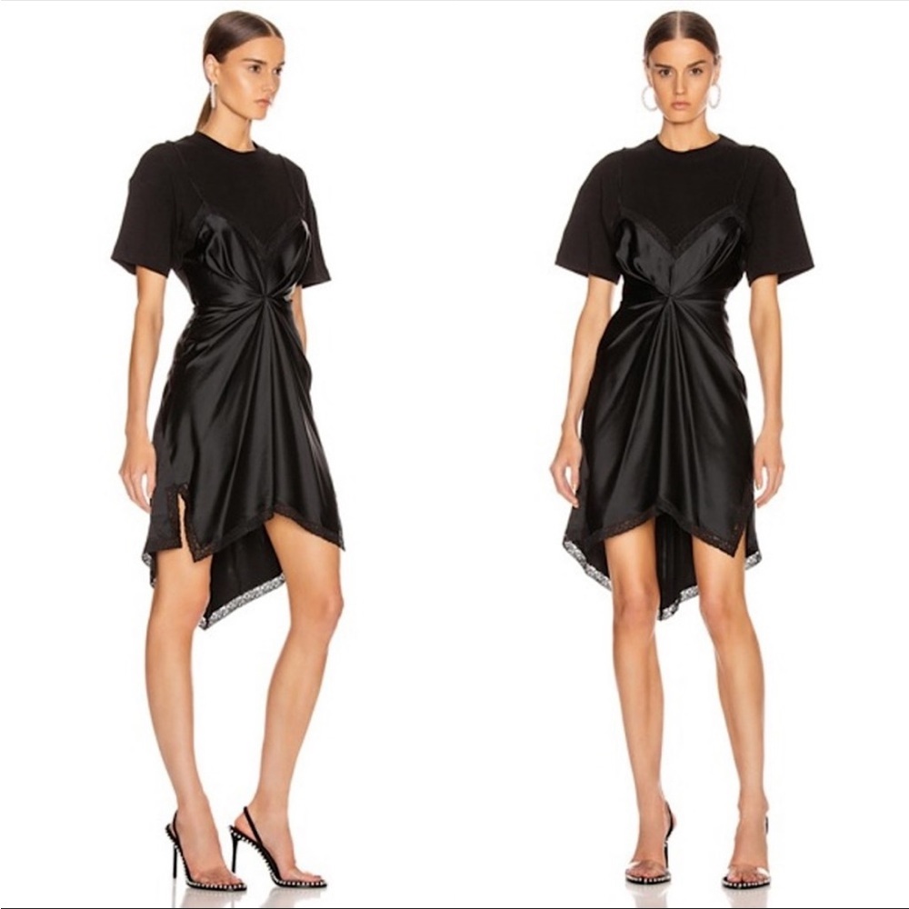 NWT Alexander Wang Black Cinched T-Shirt Slip Dress 8 $895